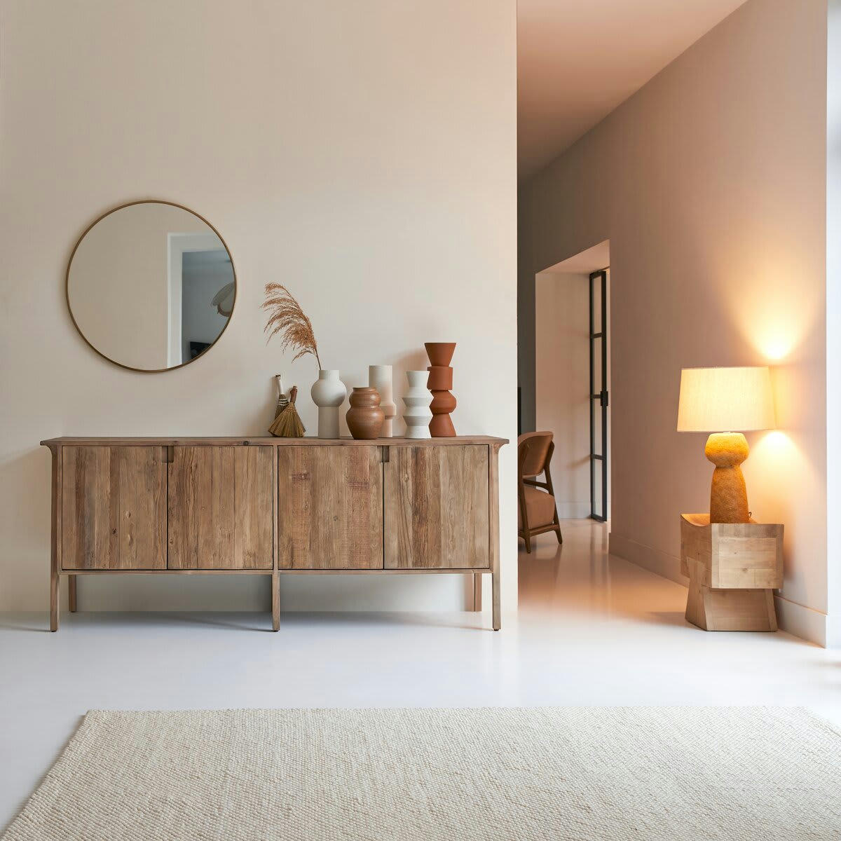 HAZEL - Buffet en pin et orme massifs recyclés 200 cm