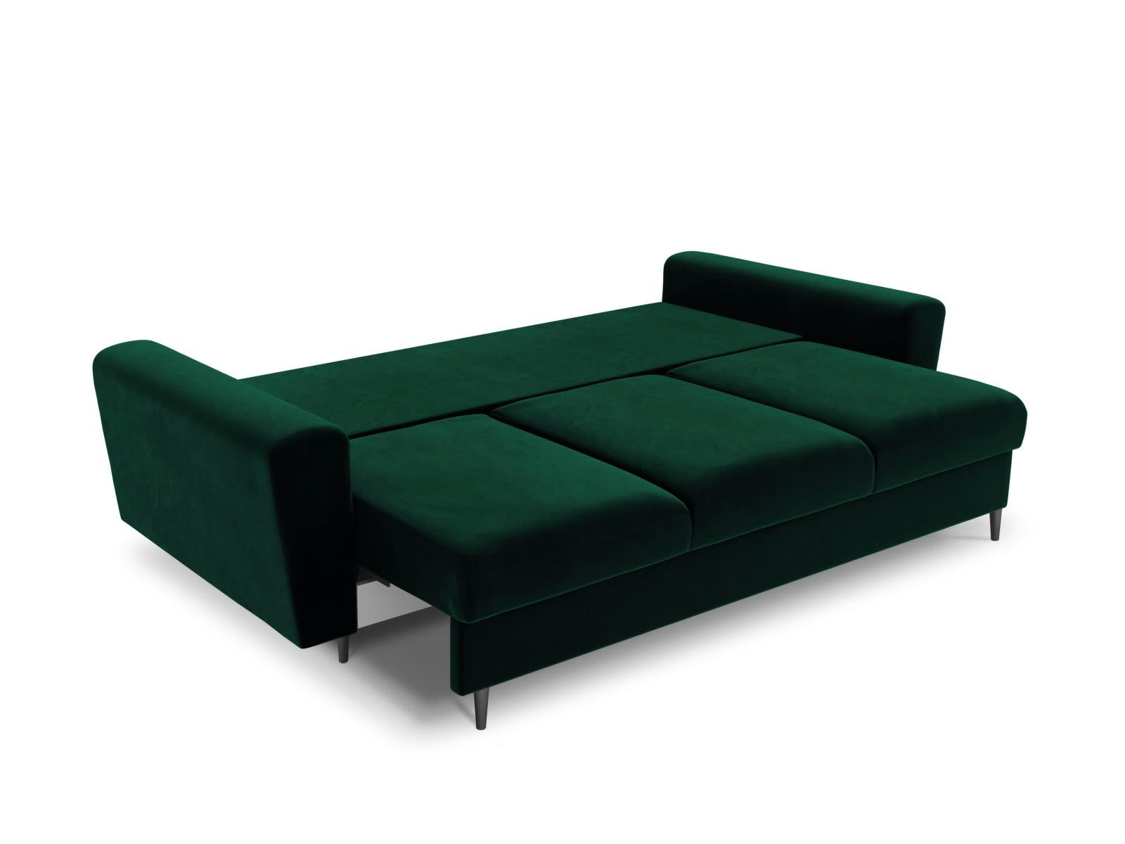 MOGHAN - Canapé convertible 3 places en tissu velours vert bouteille