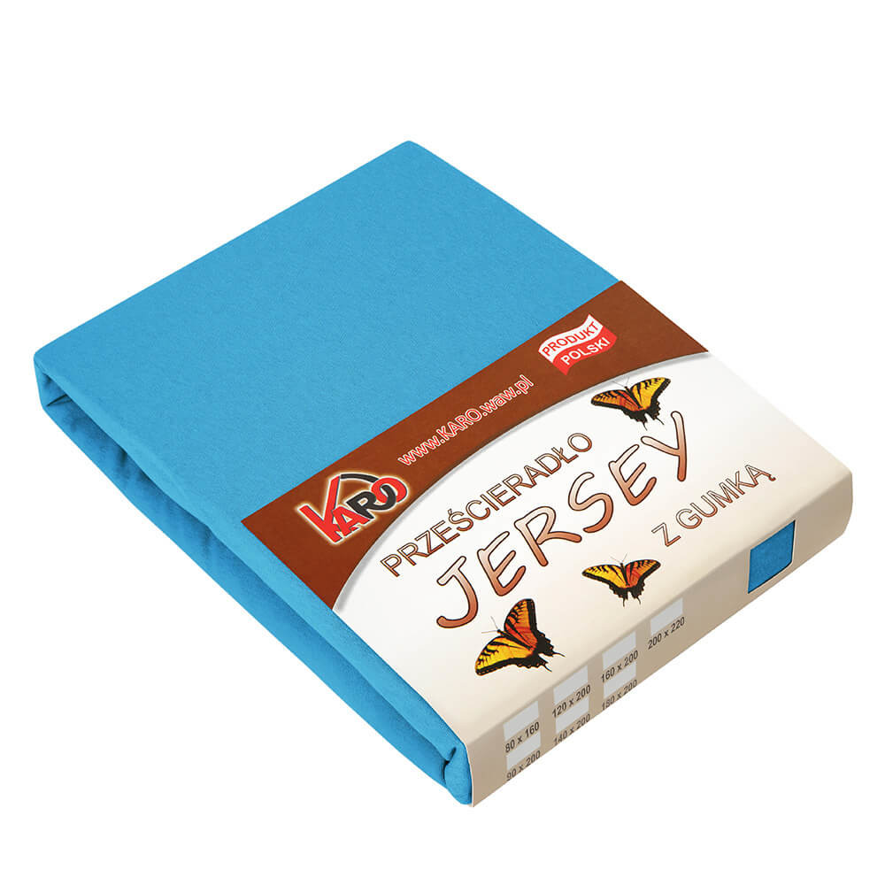 Prześcieradło jersey z gumką 140x200 turkusowe 150g/m2 KARO