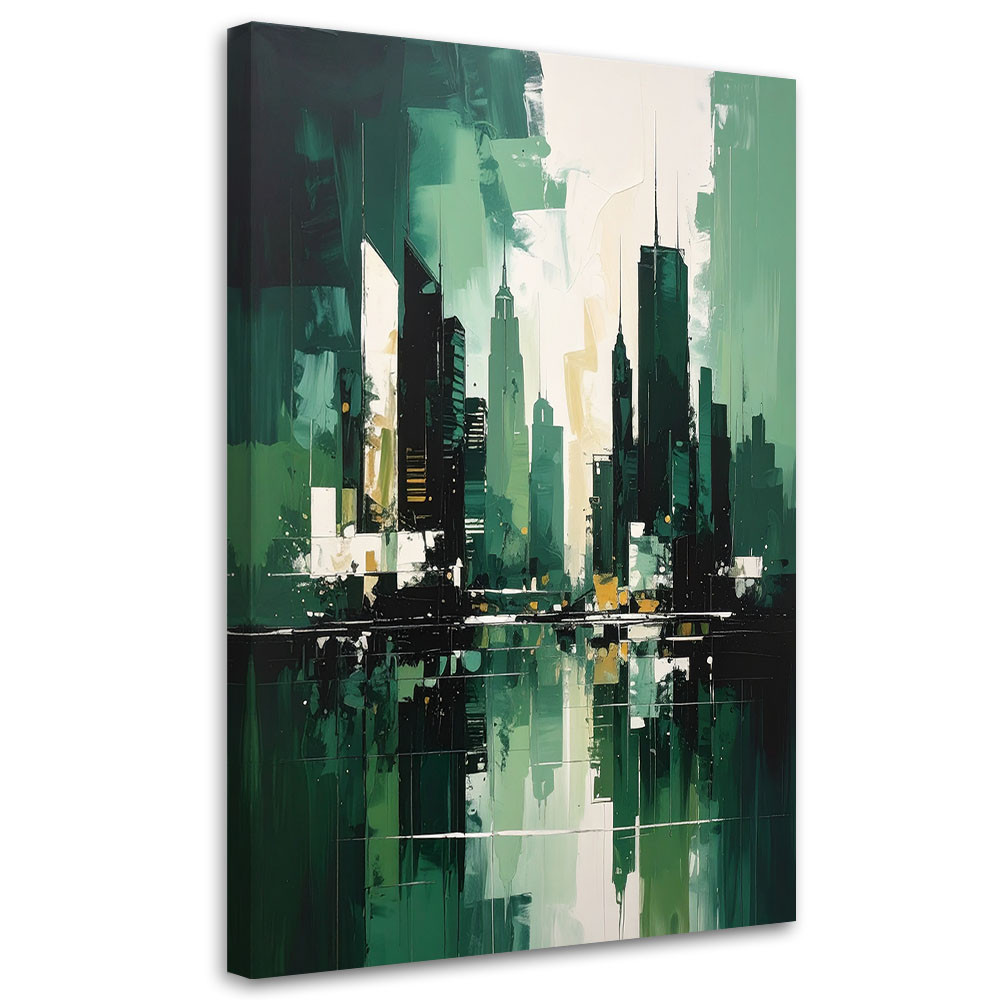 Obraz do salonu sypialni biura, Wieżowce Miasto Architektura zielony 20x30