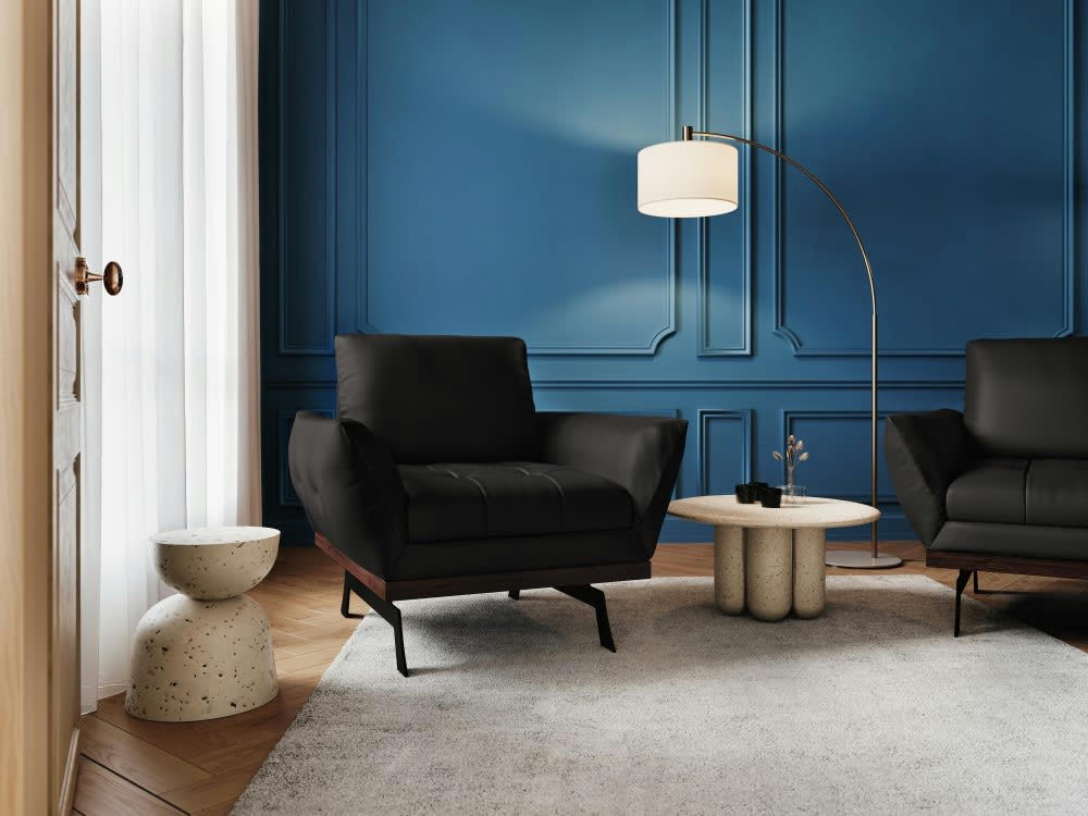 OLIVIER - Fauteuil 1 place en cuir noir