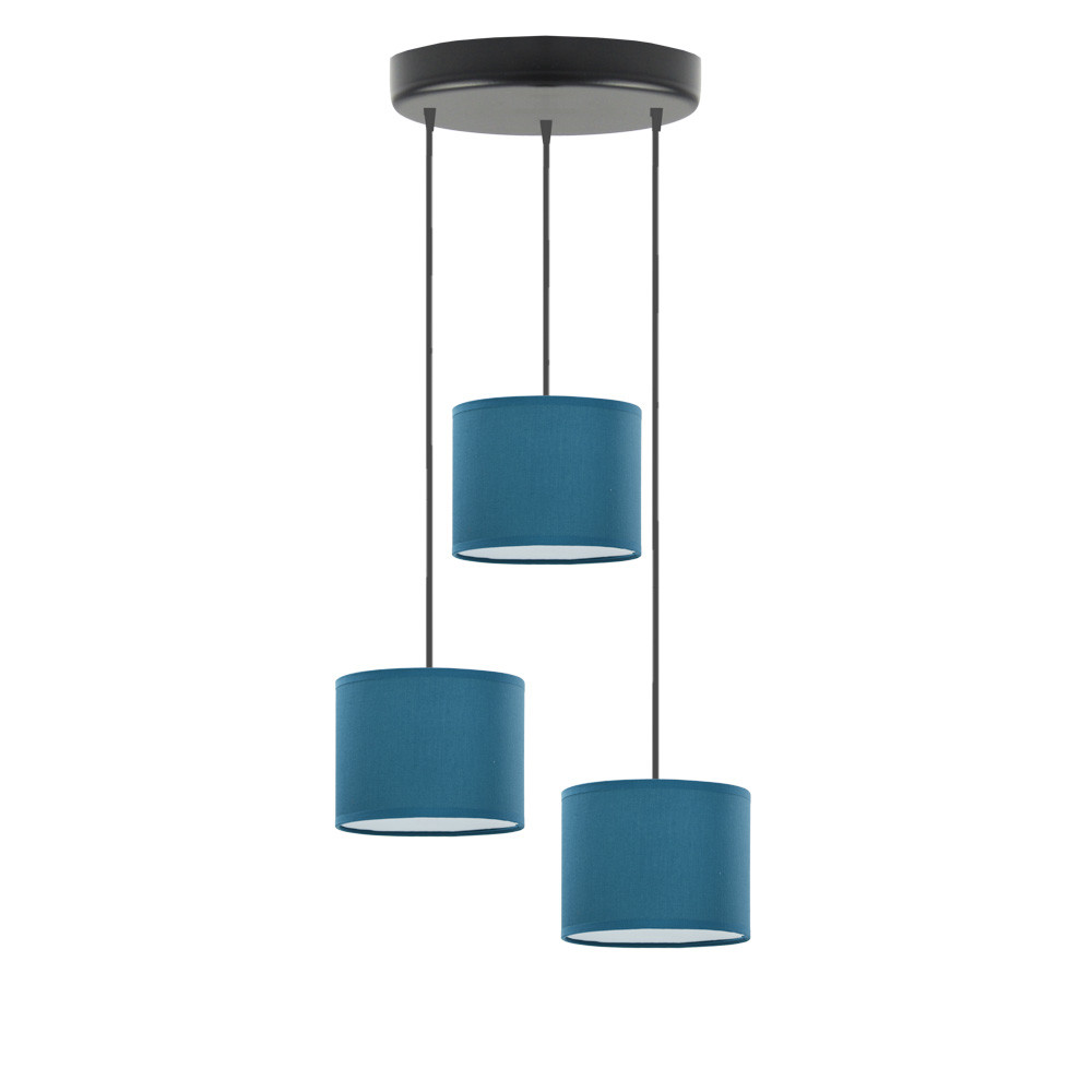 Lampa wisząca 3 klosze PUEBLO Czarny/Morski