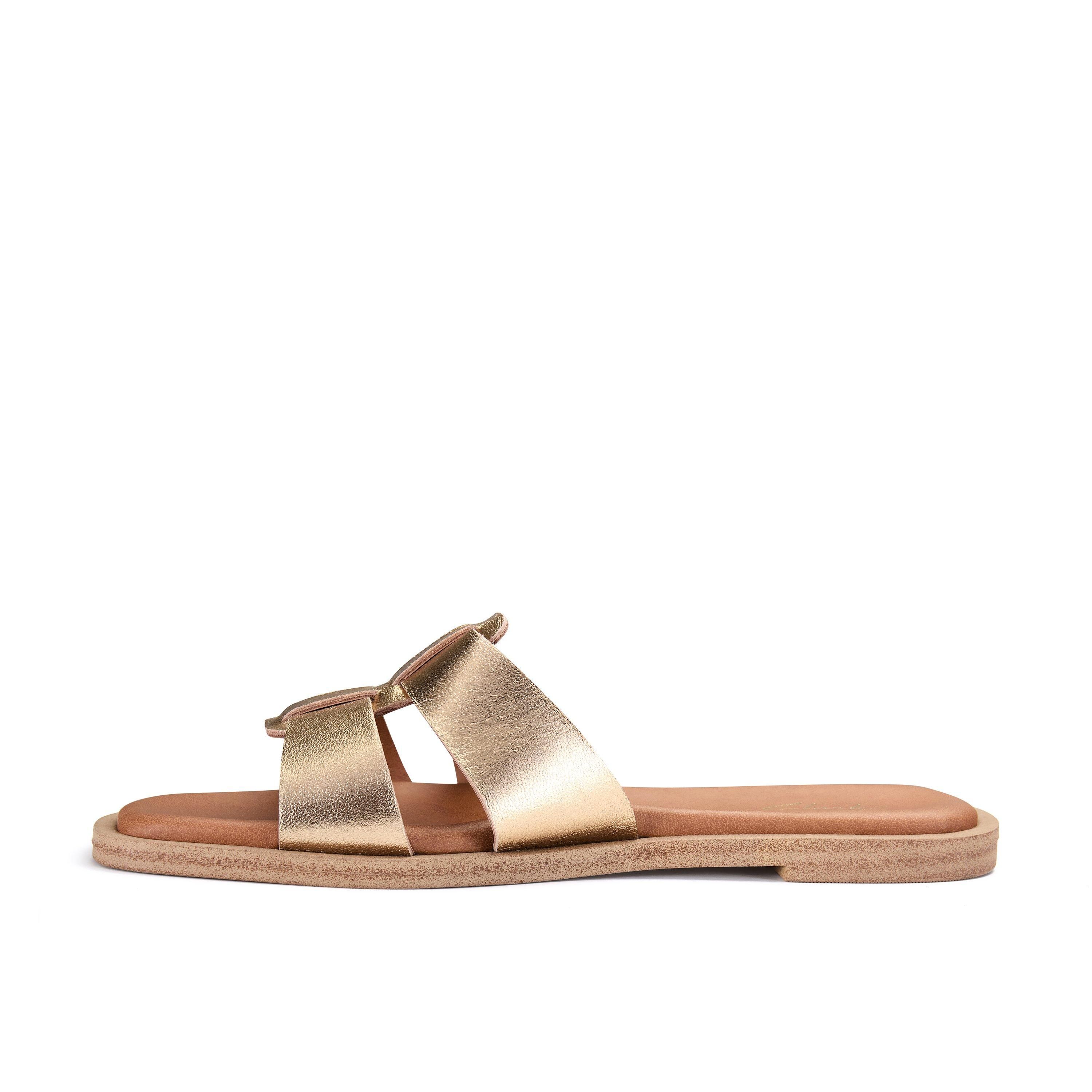 Clarks Trala Slide Gold Flat Sandals,Sliders