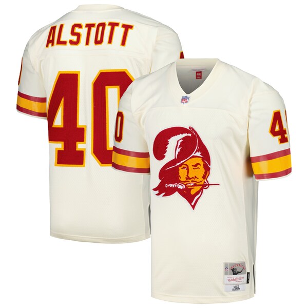 Mike Alstott Tampa Bay Buccaneers Chainstitch Legacy Jersey - Cream