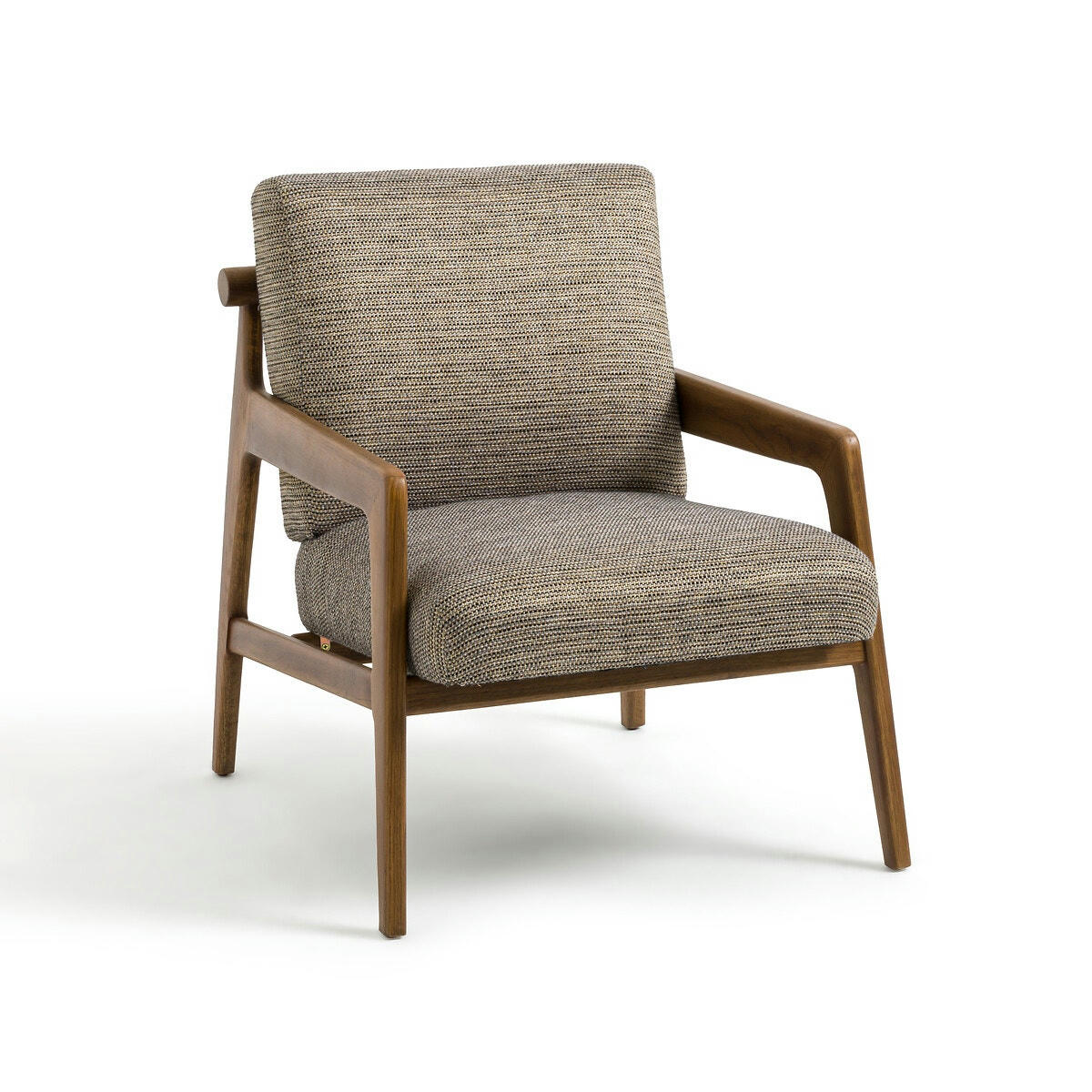 Fauteuil vintage tissu chiné et chêne, Vinato