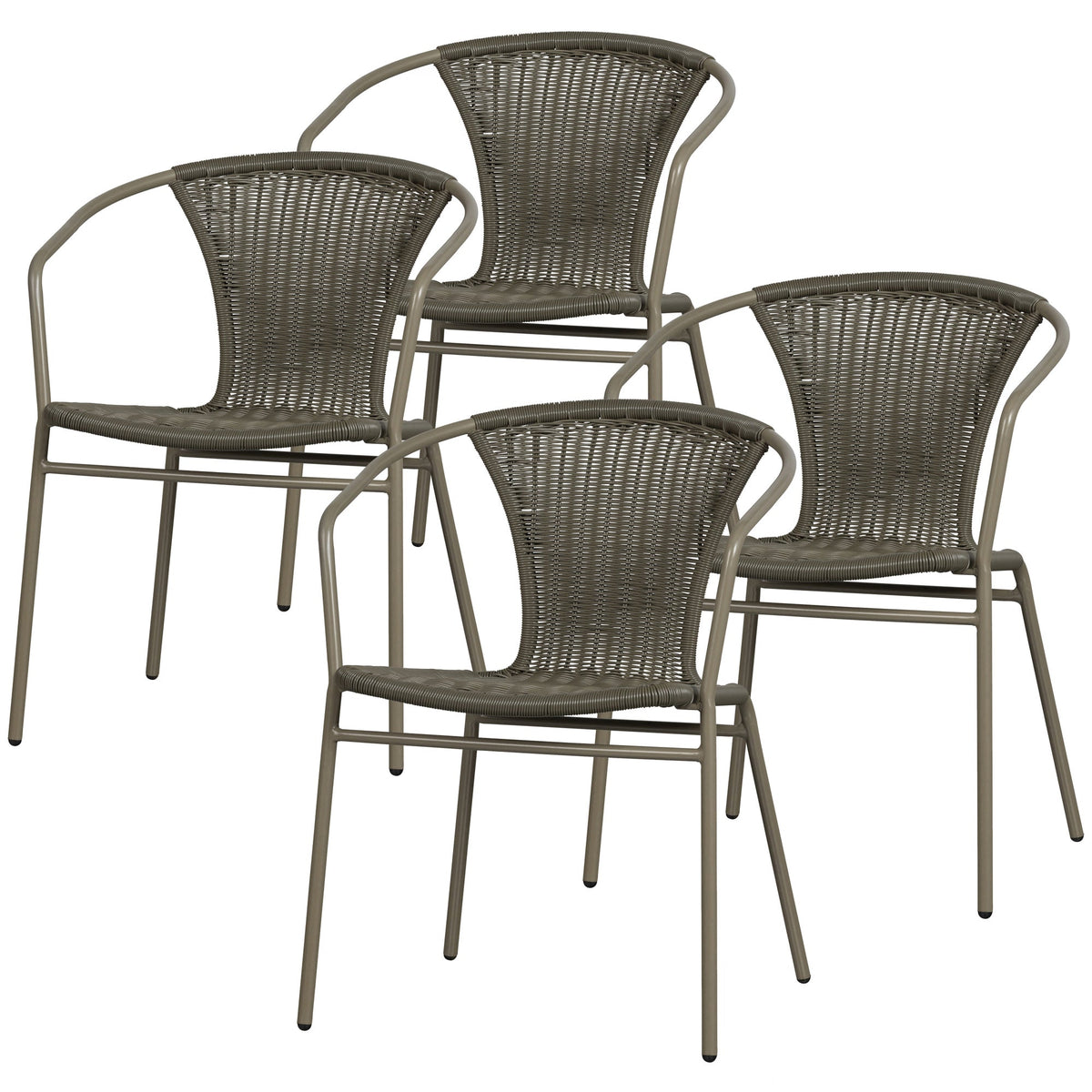WOOOD stoel outdoor Weston - Rattan/Metaal - Jungle - Set van 4