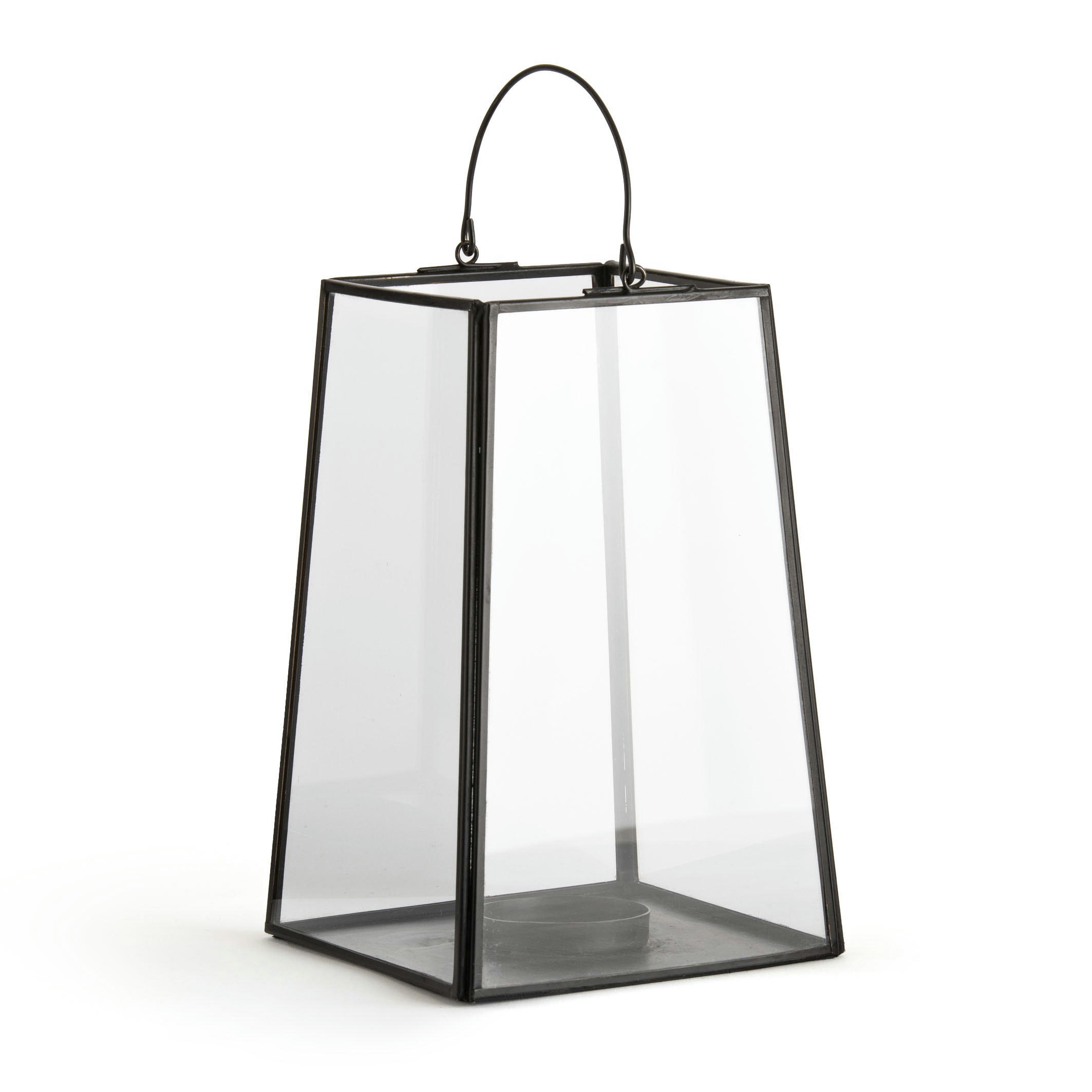 Photophore verre et laiton ou métal noir, Uyova
