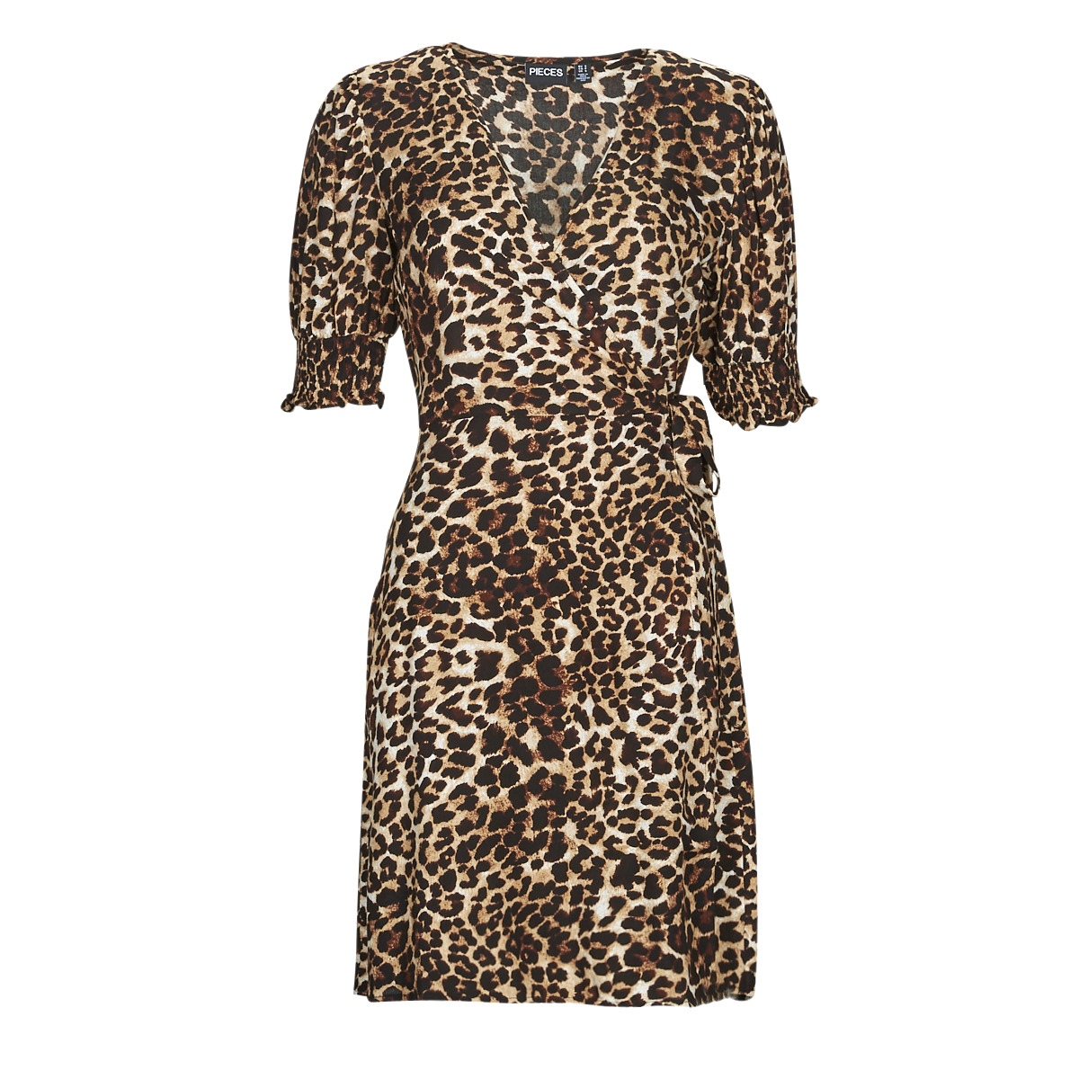 Pieces - PCTALA 2/4 WRAP  DRESS - Leopard