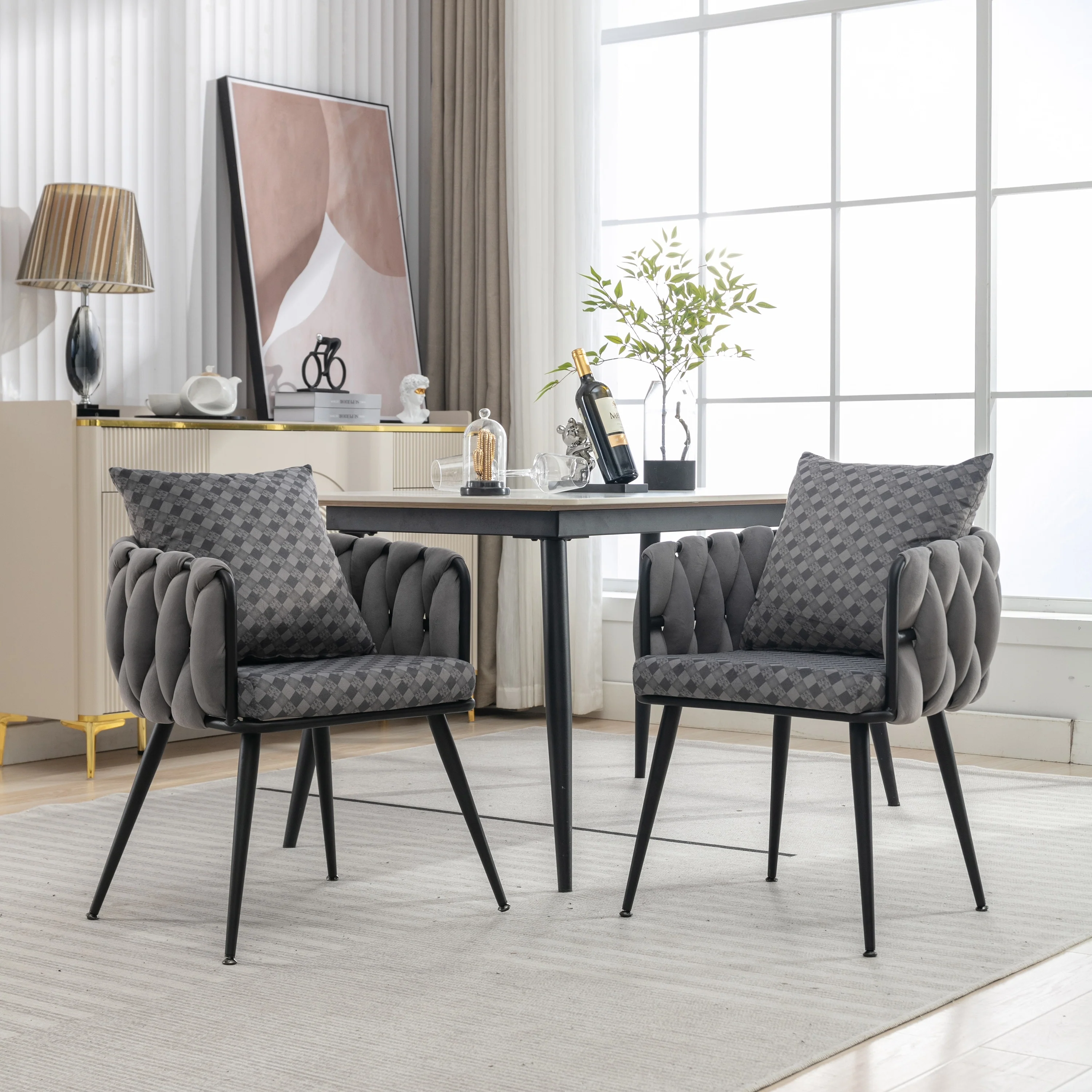 Olivia Modern Contemporary Upholstered Dining Chairs with Metal Legs by GDFStudio