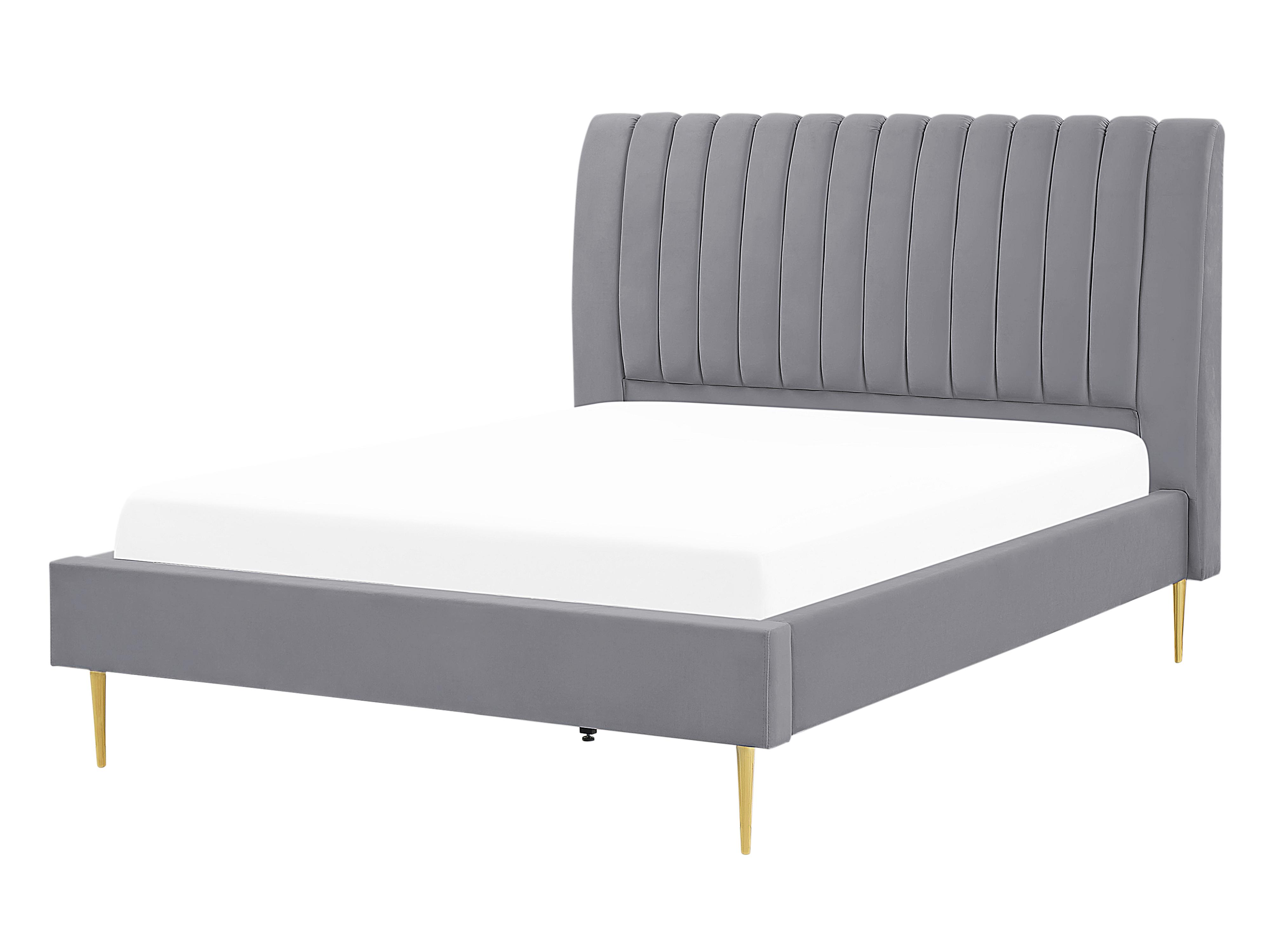 Bed Velvet MARVILLE 140 x 200 cm (EU Double) Grey