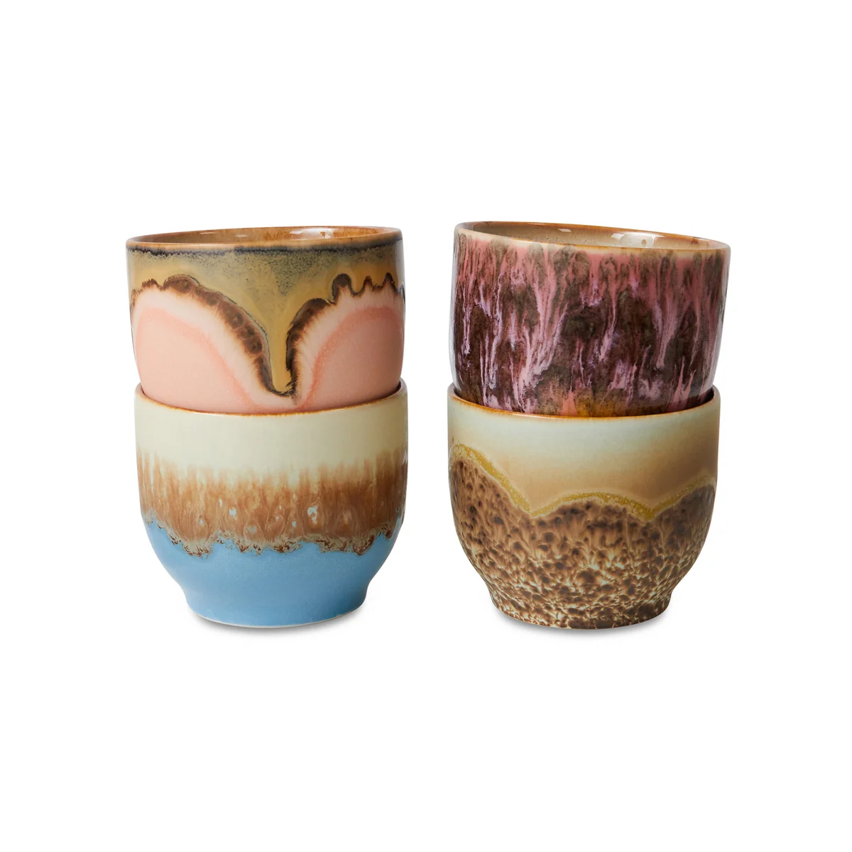 Hkliving - 70's Café Becher rund 250 ml, lagoon (4er-Set)