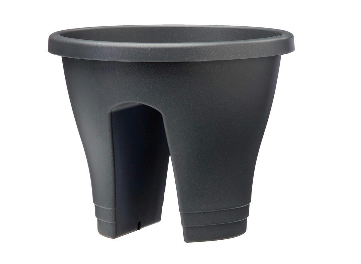- Pot de fleurs rond 30x24 cm en plastique anthracite