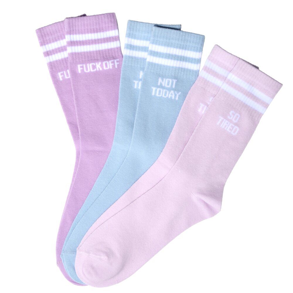 Chaussettes de tennis femme à message humour x3 coton et polyester 36/40 (3 modèles)