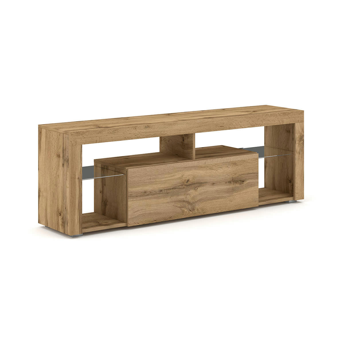 - Meuble tv 1 porte 140 cm naturel