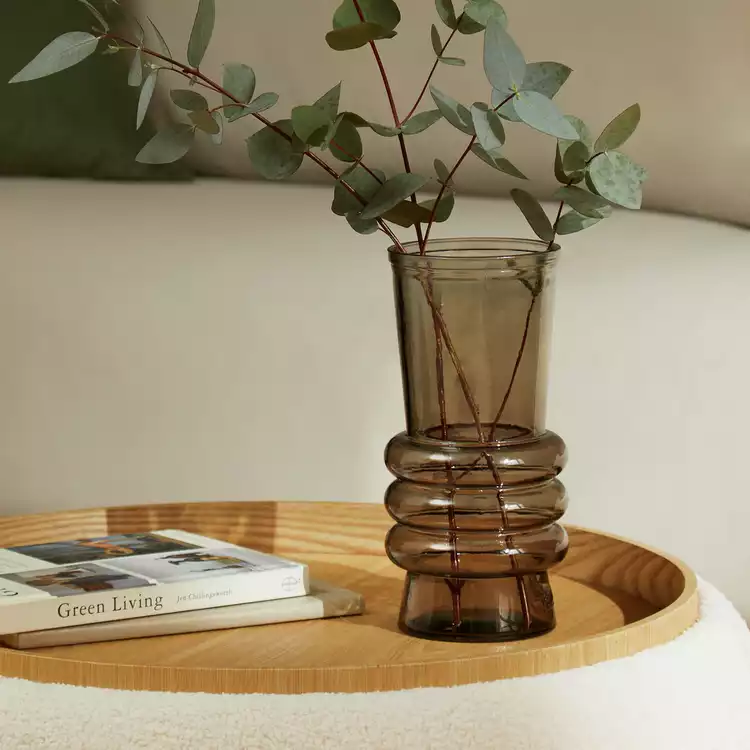 Habitat Anillo Glass Vase - Brown
