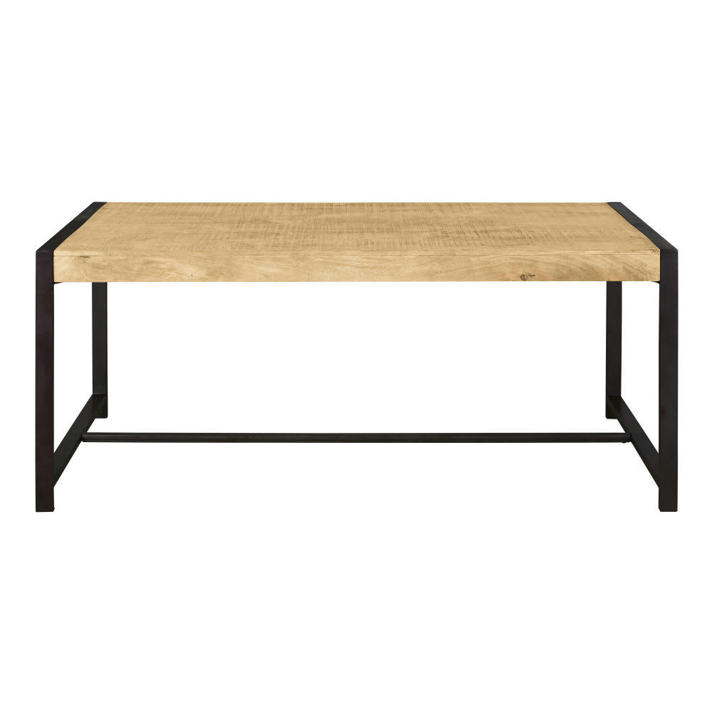 Factory - Table à manger en bois de manguier et métal noir 8 personnes L180