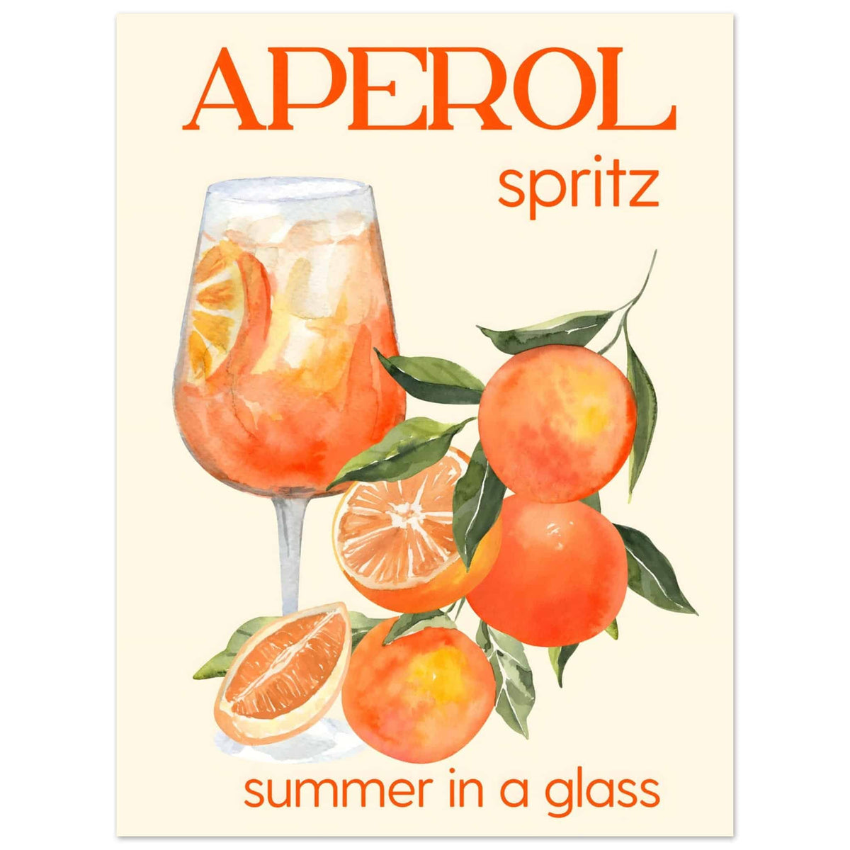 Artfulprints Poster Aperol Spritz - Summer in a glass  - 30x40 cm - Oranje