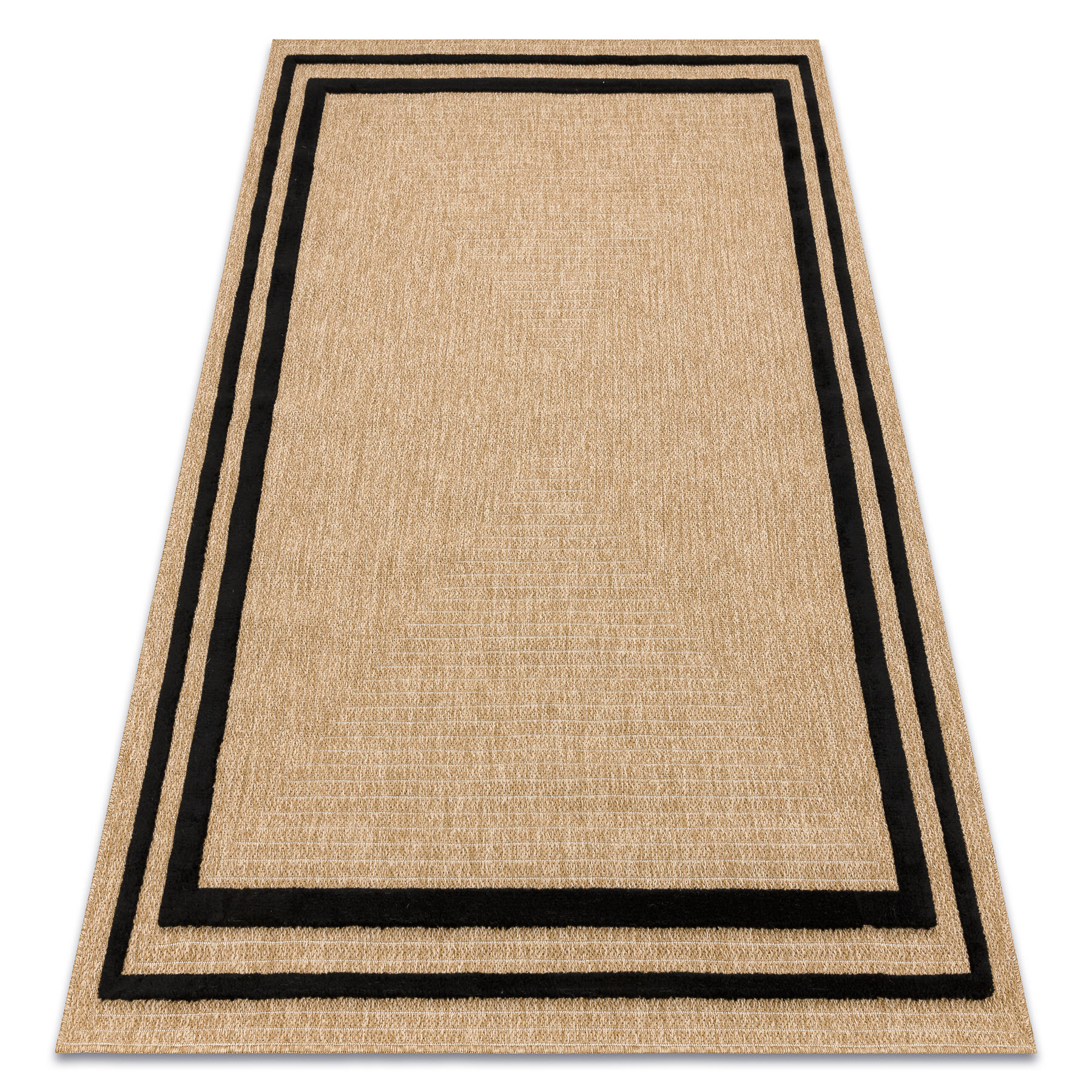 Dywan SPARK 0687 beż / czarny - Ramka, sizal, strukturalny160x220 cm