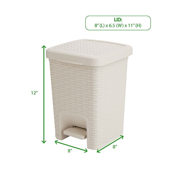 Mind Reader Step Trash Can, Wastebasket, Garbage Can,Home,Office,Ivory