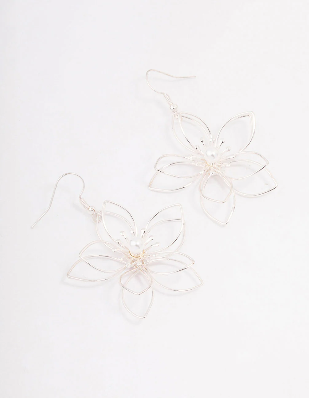 Silver Wire Pearl Drop Earrings