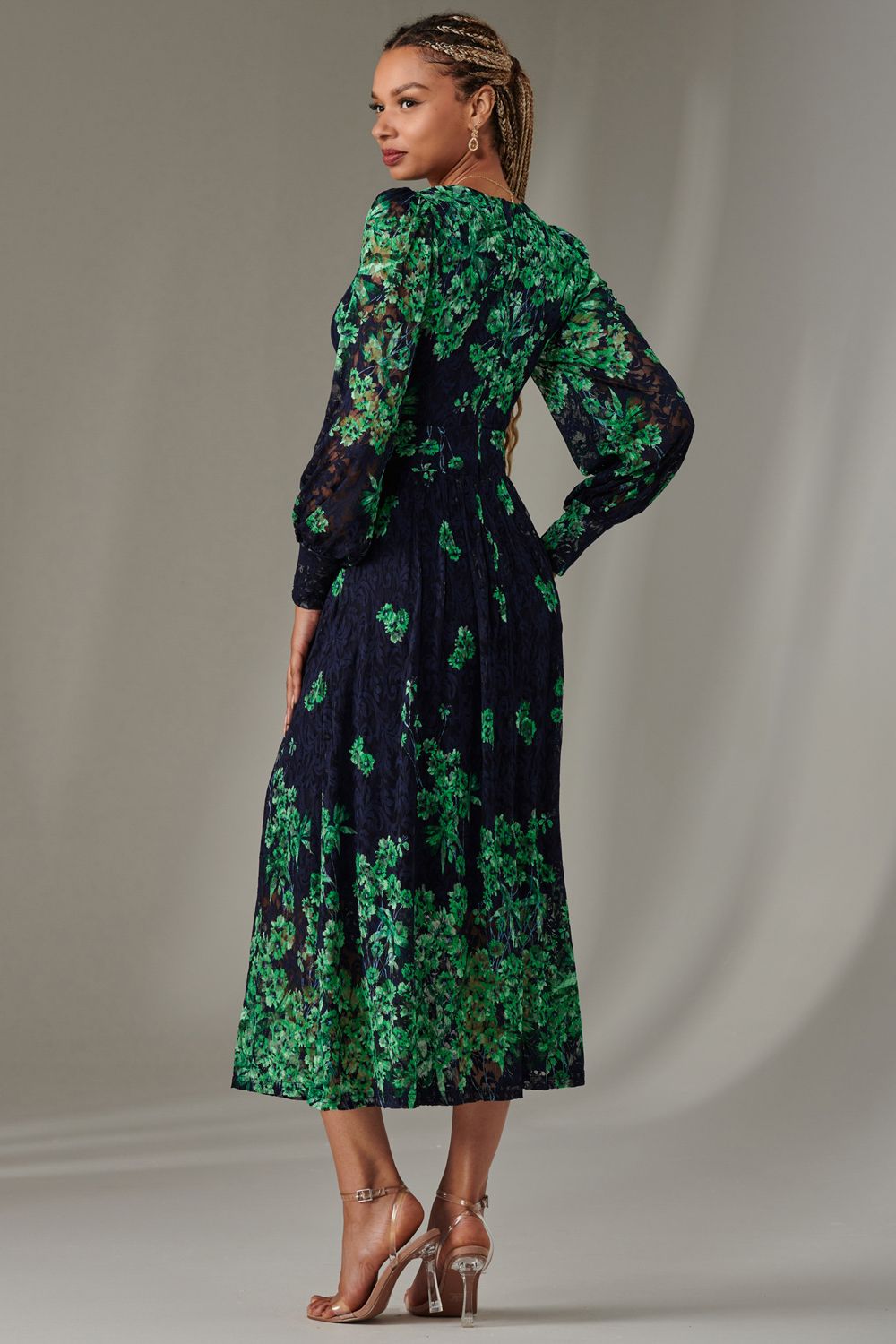 Jolie Moi Dalia Symmetrical Print Lace Maxi Dress