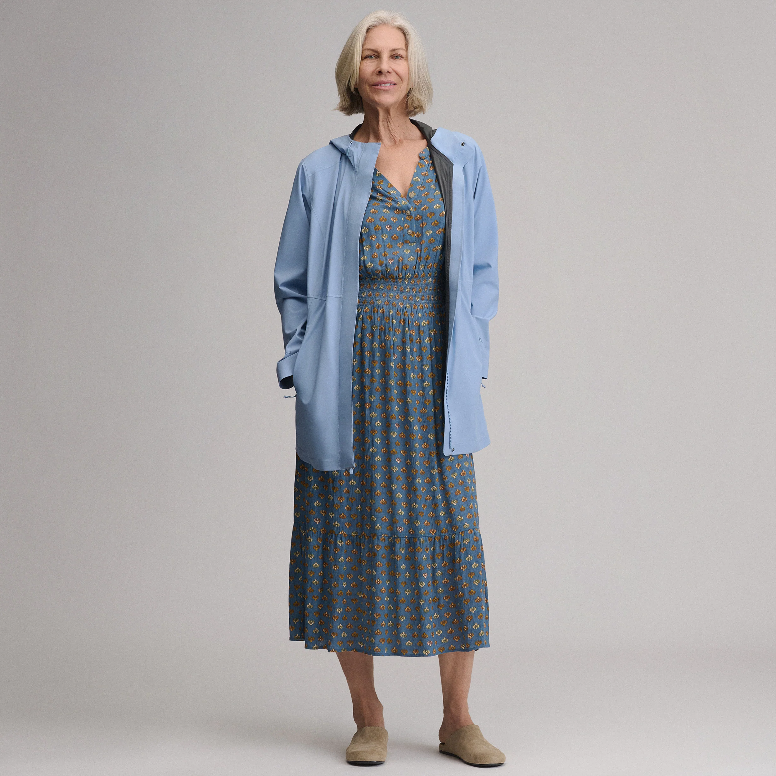 Women's Flutter Sleeve Smocked Waist Midi Dress
