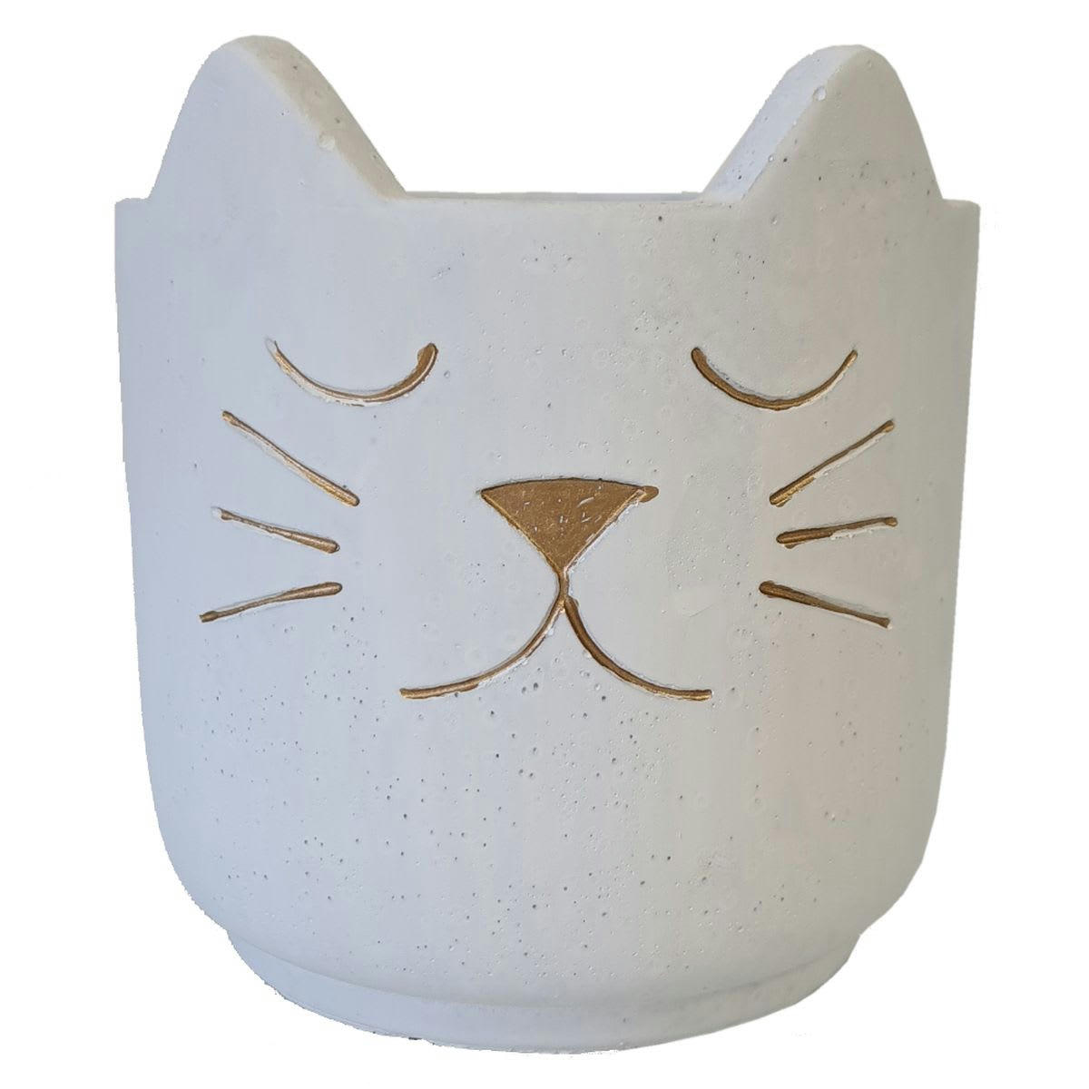 - Cache pot de fleurs chat blanc H19cm