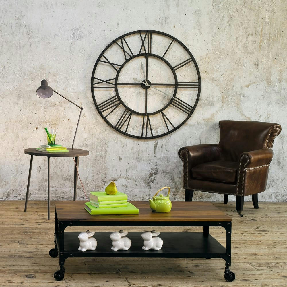 Cambridge - Fauteuil en cuir marron effet vieilli