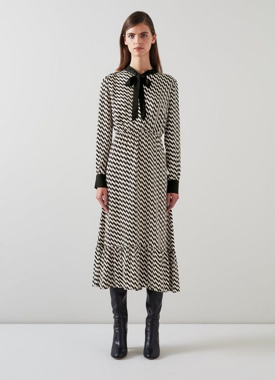 Bridget Black & Birch Graphic Print Dress