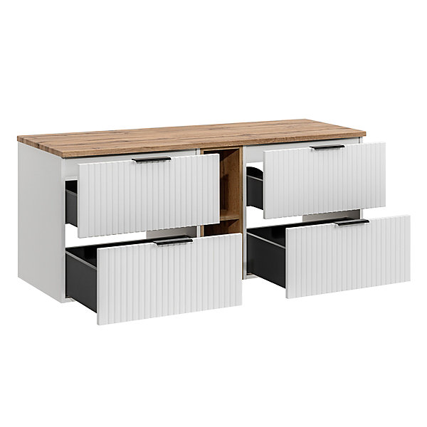 Meuble sous-vasque 140cm 2 niches Adriel Blanc