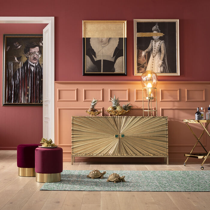 Kare Design Illumino Dressoir 2-Deurs - B160 X D40 X H80 Cm - Goud