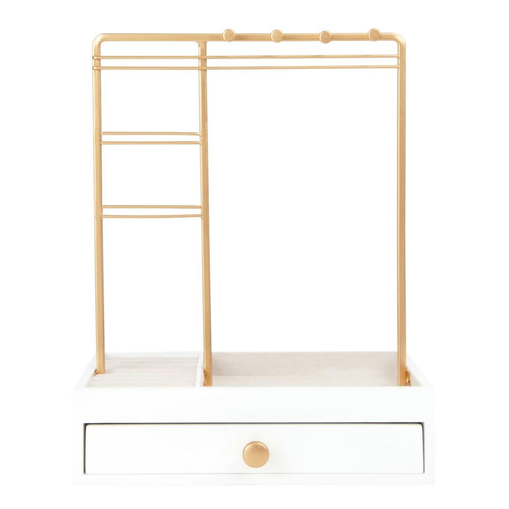 ORLA - Porte-bijoux 1 tiroir en métal blanc et doré