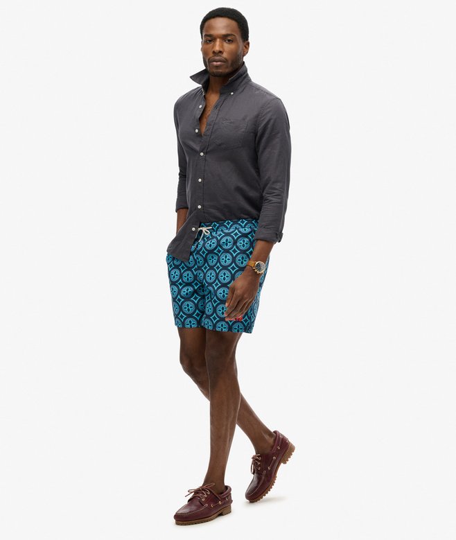 Tile Print 17-inch Swim Shorts
