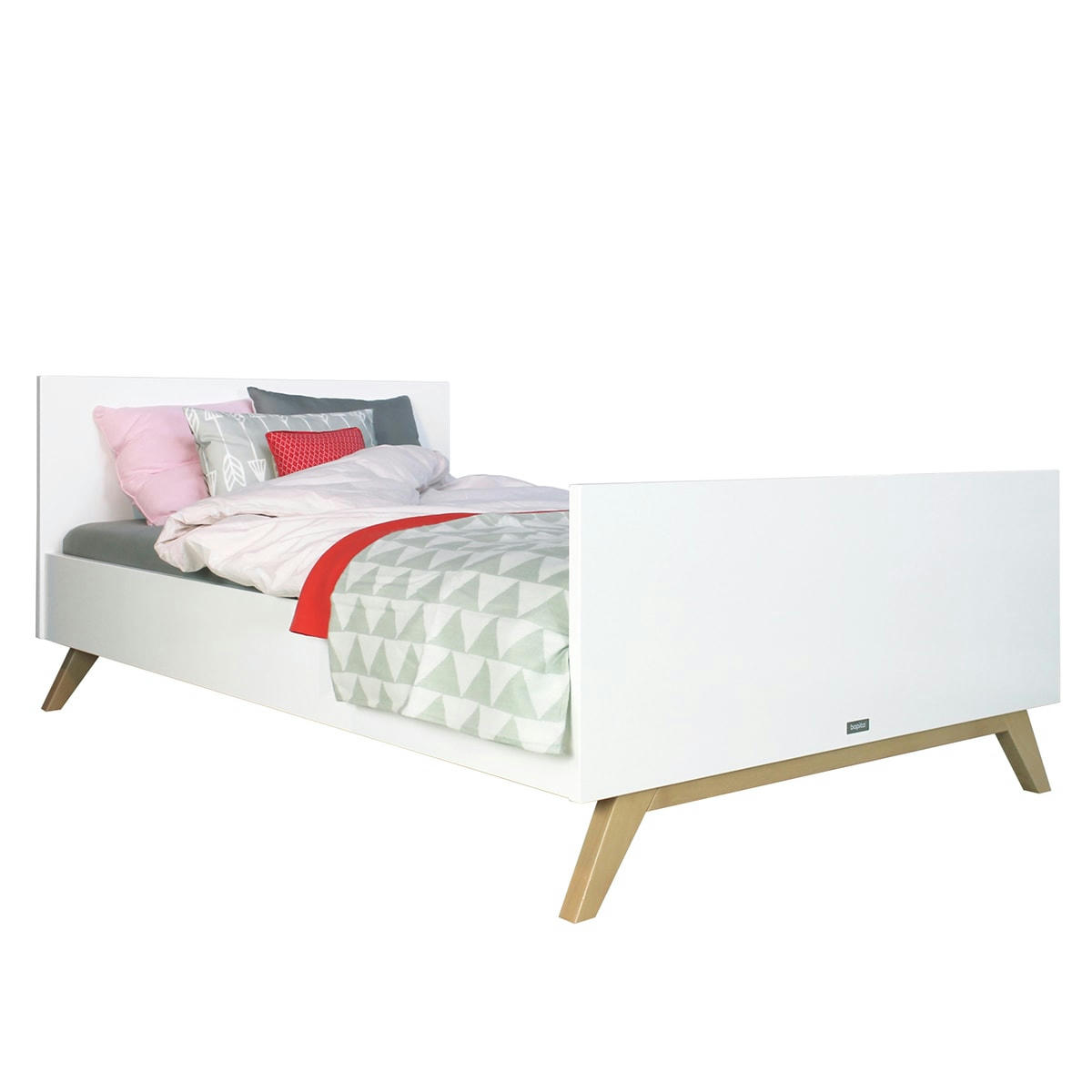 LYNN - Lit 120x200 sommier inclus blanc naturel