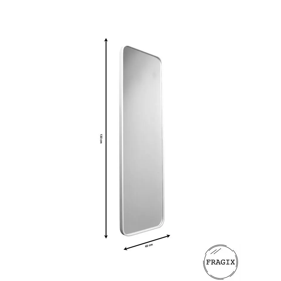 Fragix Boston passpiegel rechthoekig - Wit - Metaal - 130x40cm