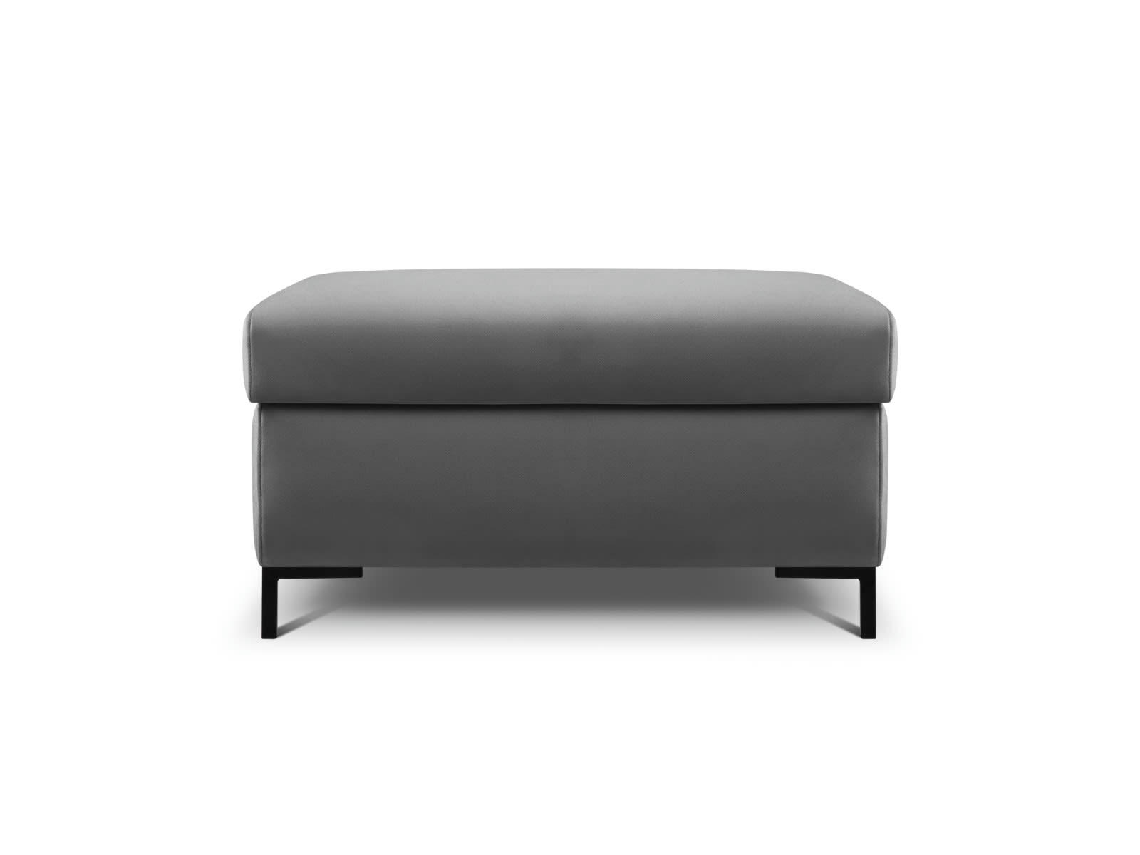 YANIS - Pouf Avec Boîte 1 place en Velours Gris Foncé