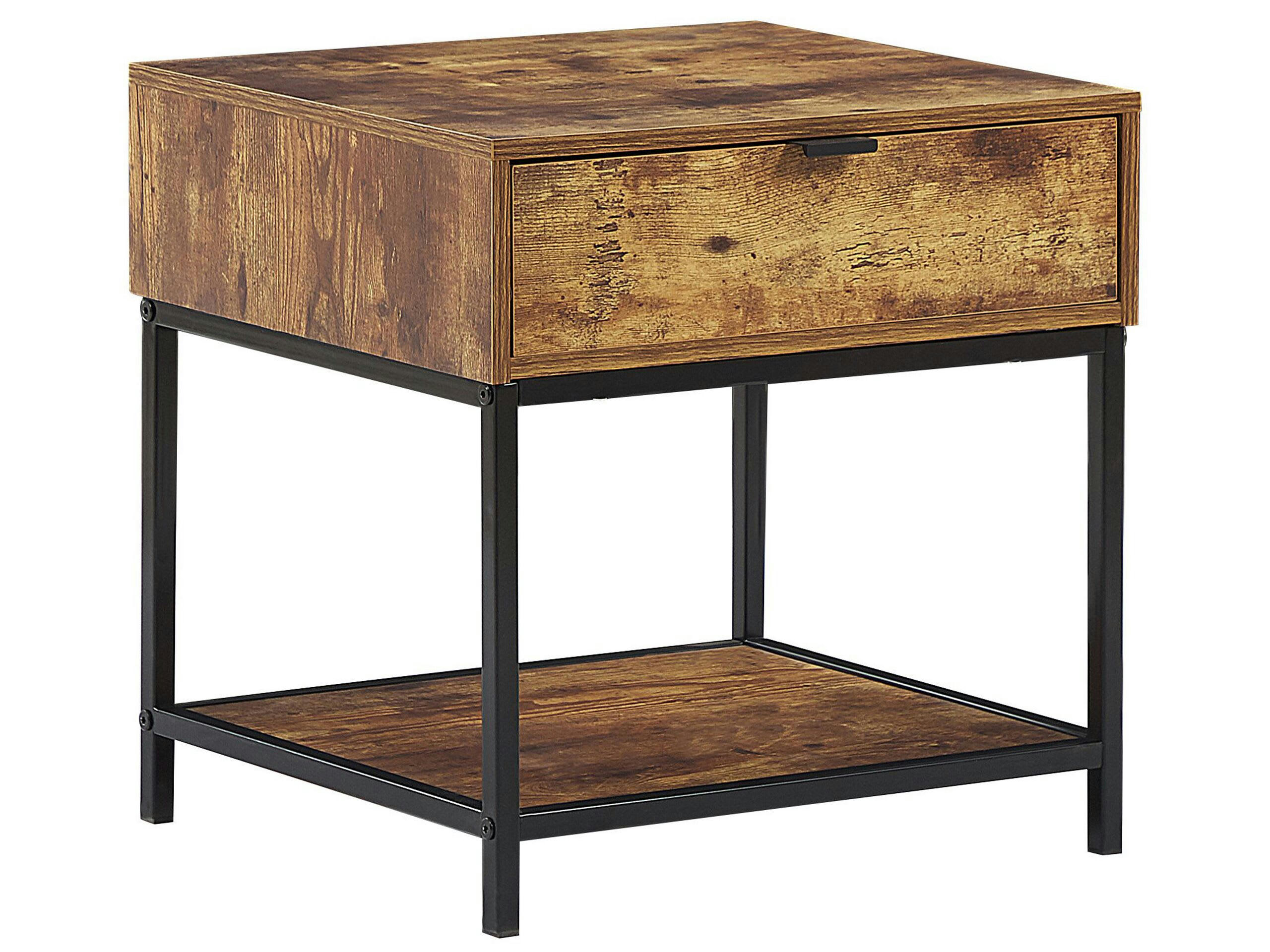 BERKLEY - Table appoint rectangulaire effet bois foncé et noire 45 x 40 cm