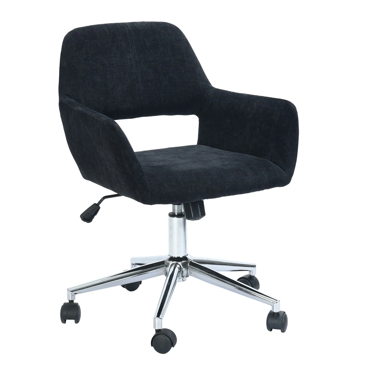 Black and Silver Upholstered and Steel Adjustable Swivel Rolling Office Chair - 24.8 in. x 33.5 in. x 15.7 in.