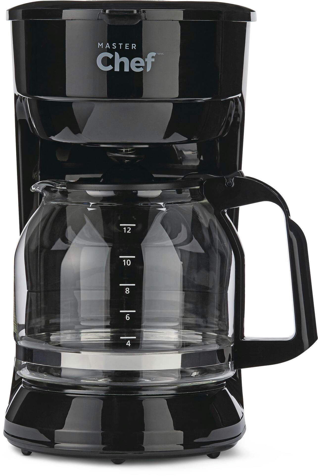 MASTER Chef Coffee Maker w/ Glass Carafe, Black, 12 Cups