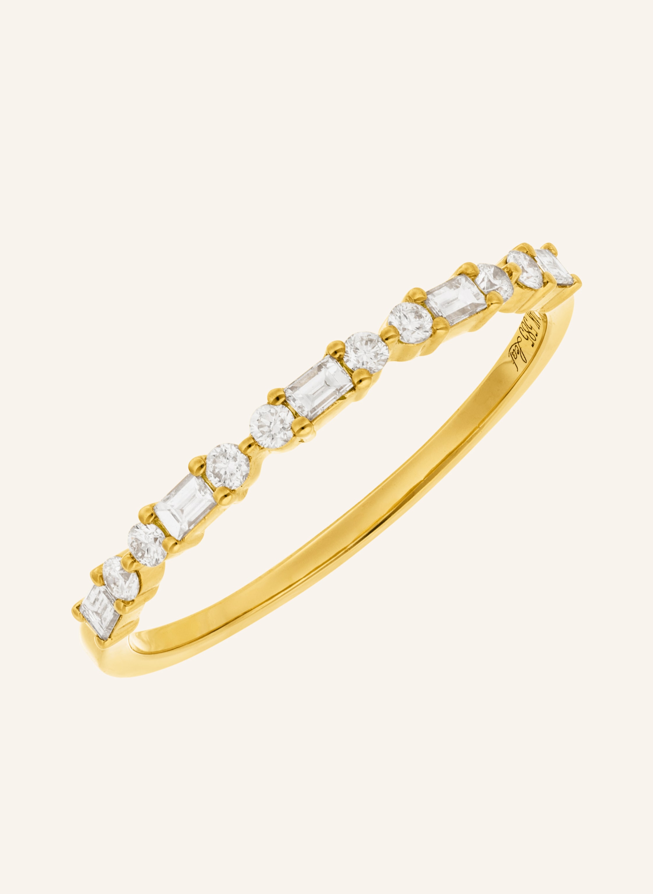 Leaf Ring BAQUETTE aus 14 Karat Gelbgold mit Diamanten