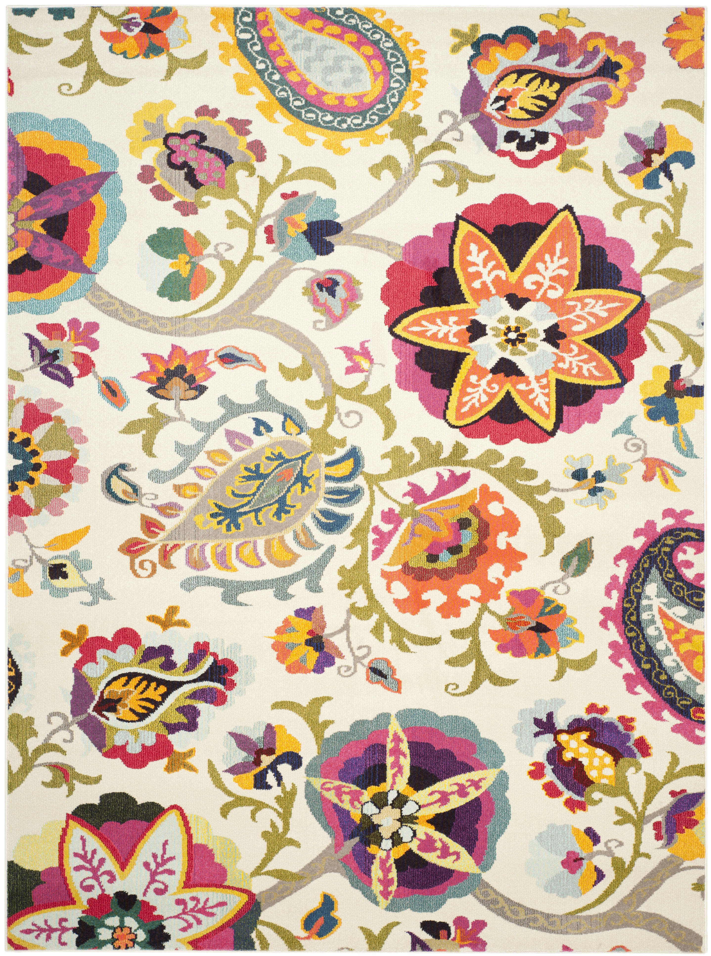 MONACO - Tapis de salon interieur en ivoire & multi, 244 x 335 cm