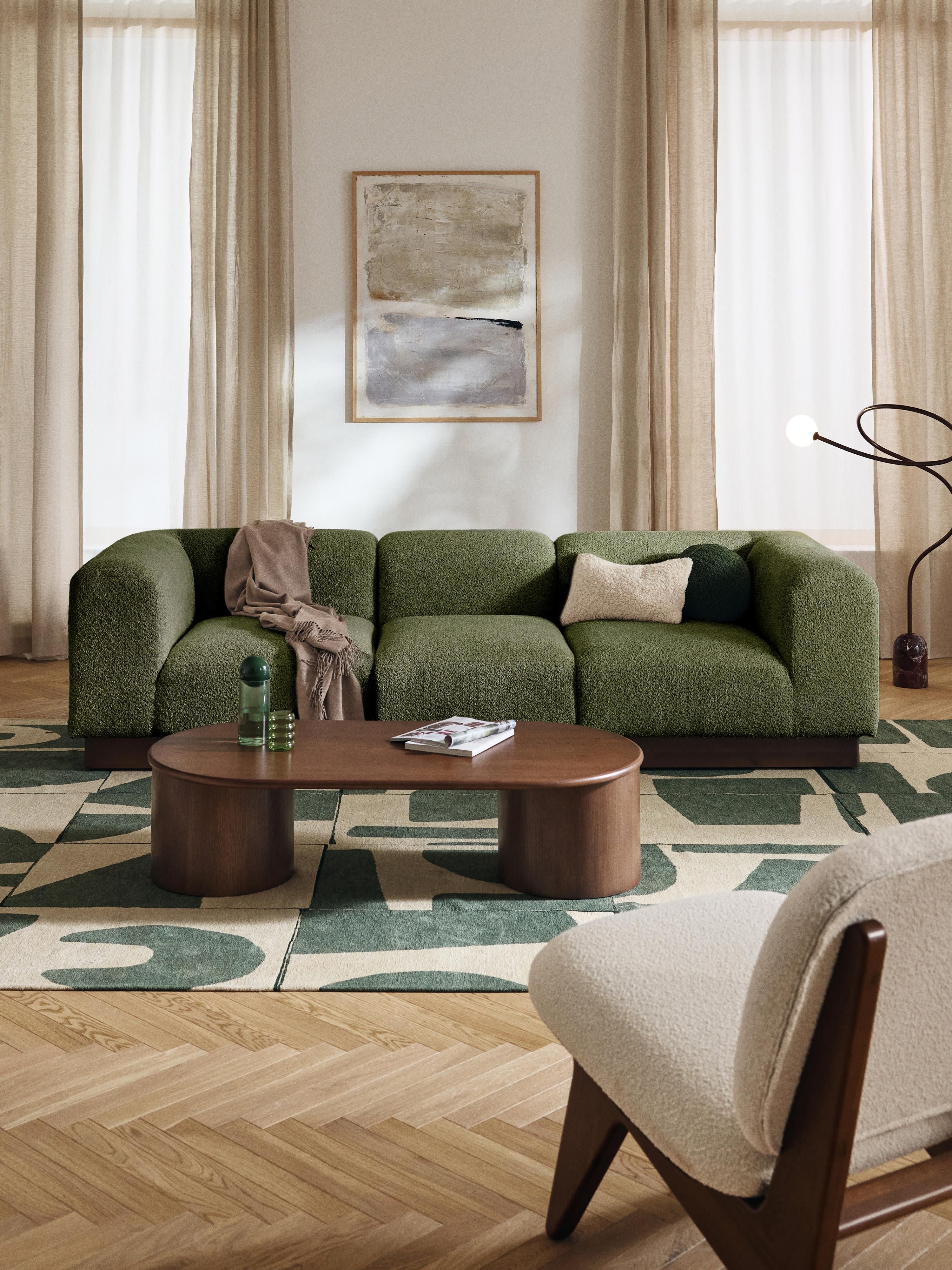 Modulares Sofa Natalie (3-Sitzer) aus Teddy-Bouclé