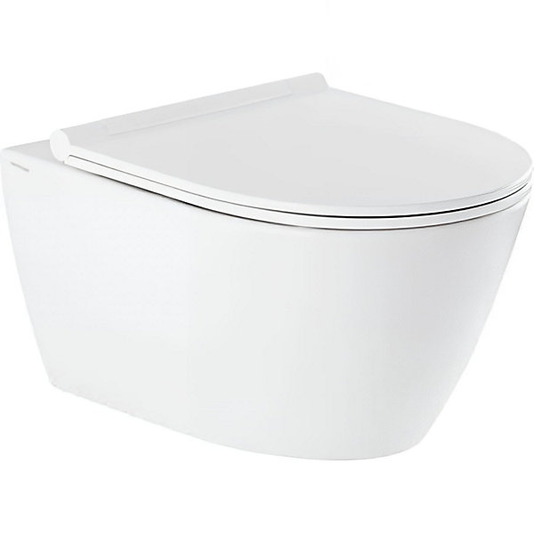 Cuvette de WC céramique traditionnelle SANINDUSA suspendue système d'hygiène sans bride Rimflush 56 Sanlife blanc mate