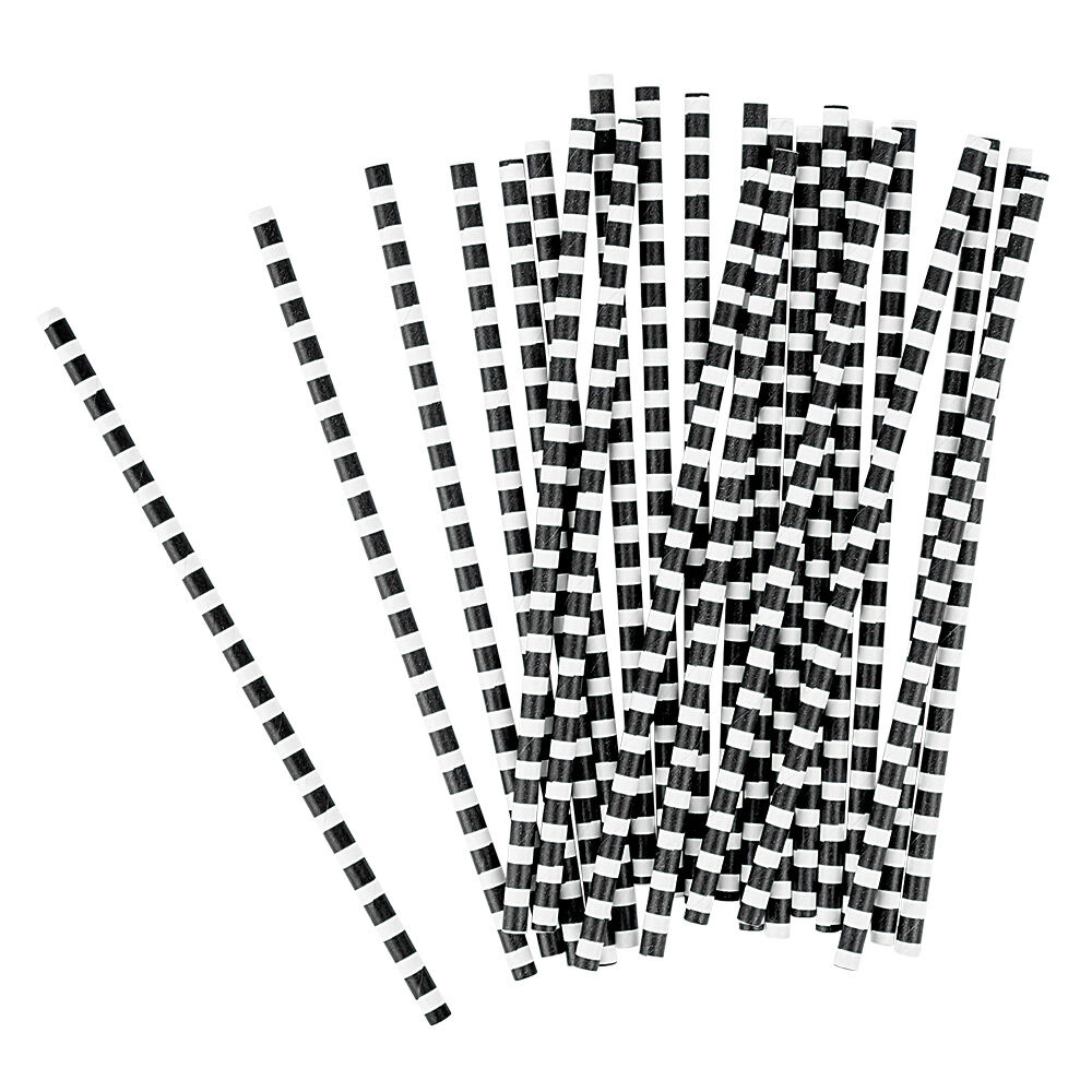 Paille en papier noir et blanc x 24