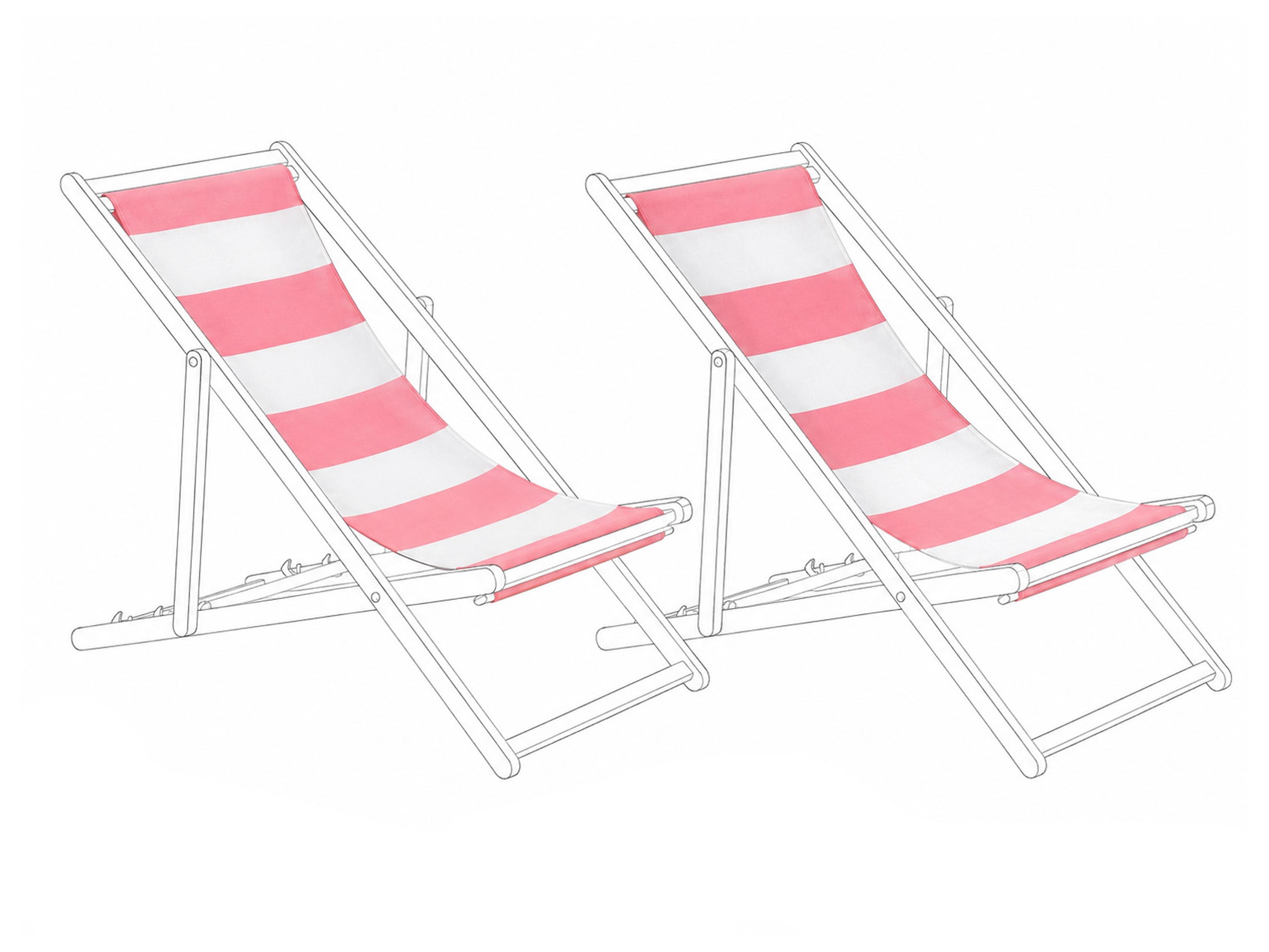 Set of 2 Sun Lounger Replacement Fabrics ANZIO/AVELLINO 113 x 44 cm Red