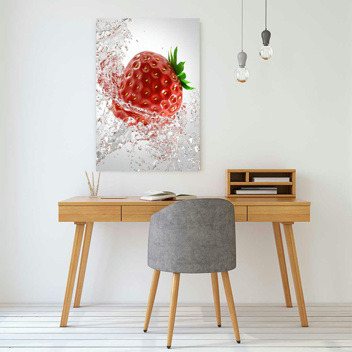 FRAISE - Tableau fraise et goutte d'eau Tableau plexiglas 60x90cm