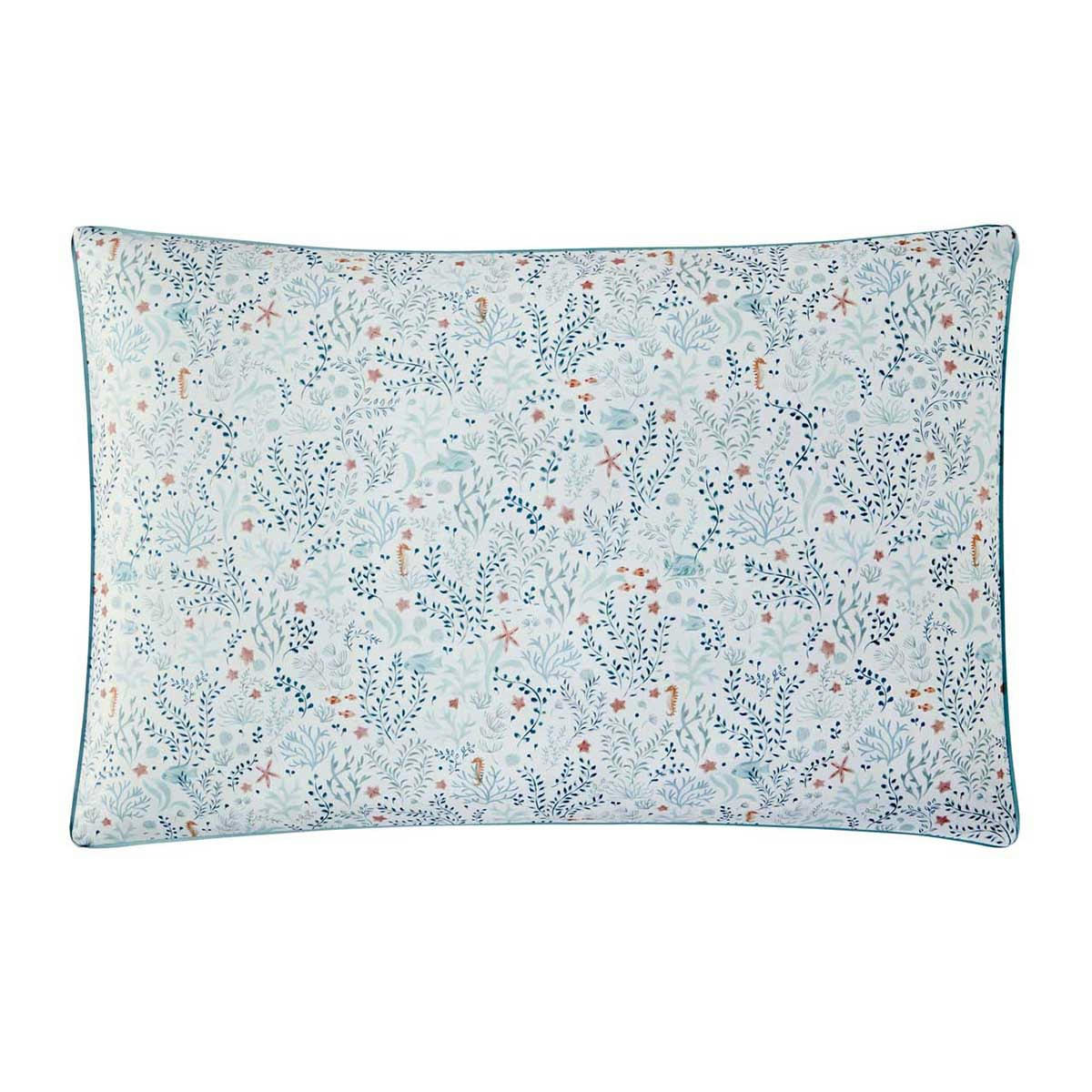 SOUS L'OCÉAN - Taie d'oreiller en percale de coton bleu 50x75