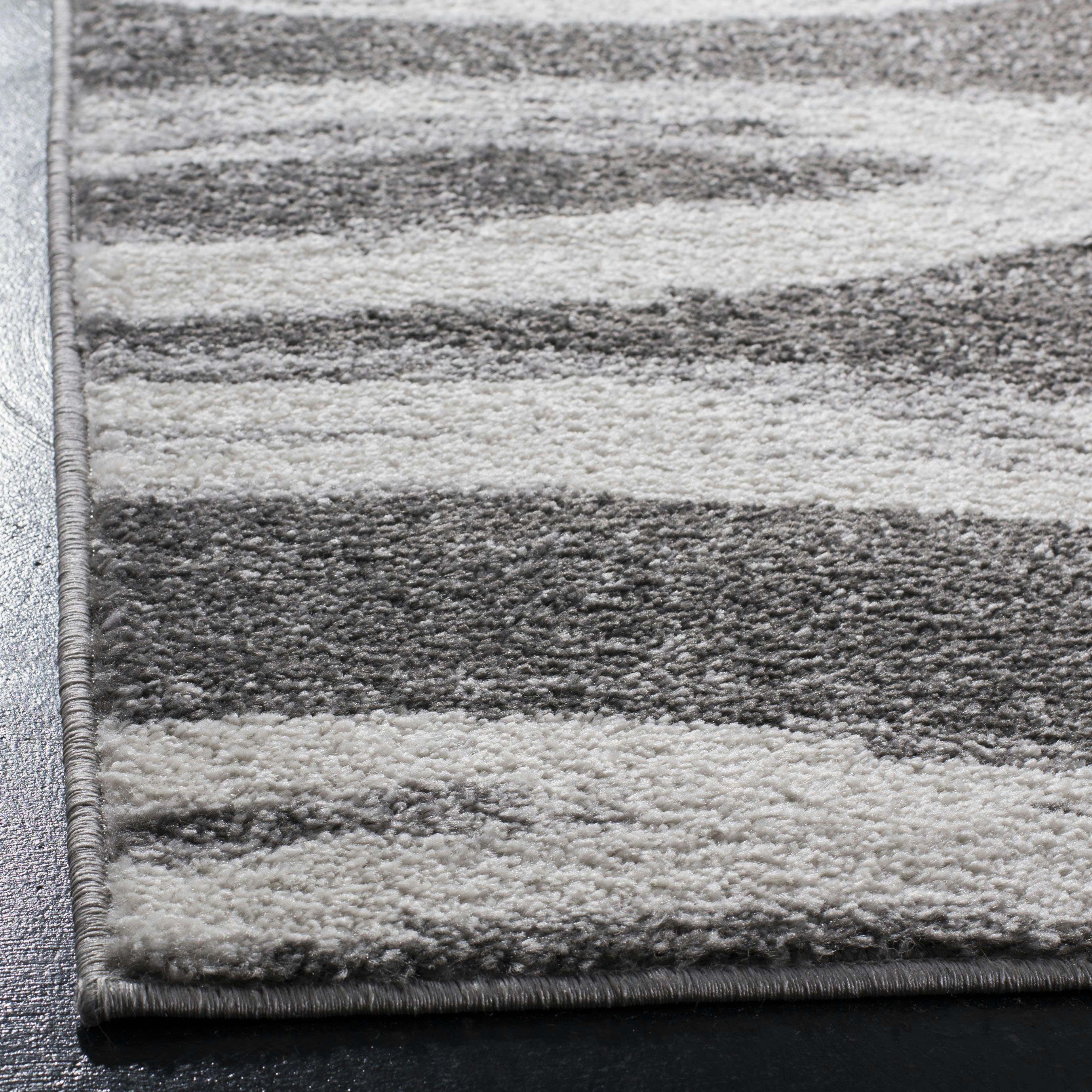 ADIRONDACK - Tapis de salon interieur en gris charbon & ivoire, 76 x 244 cm