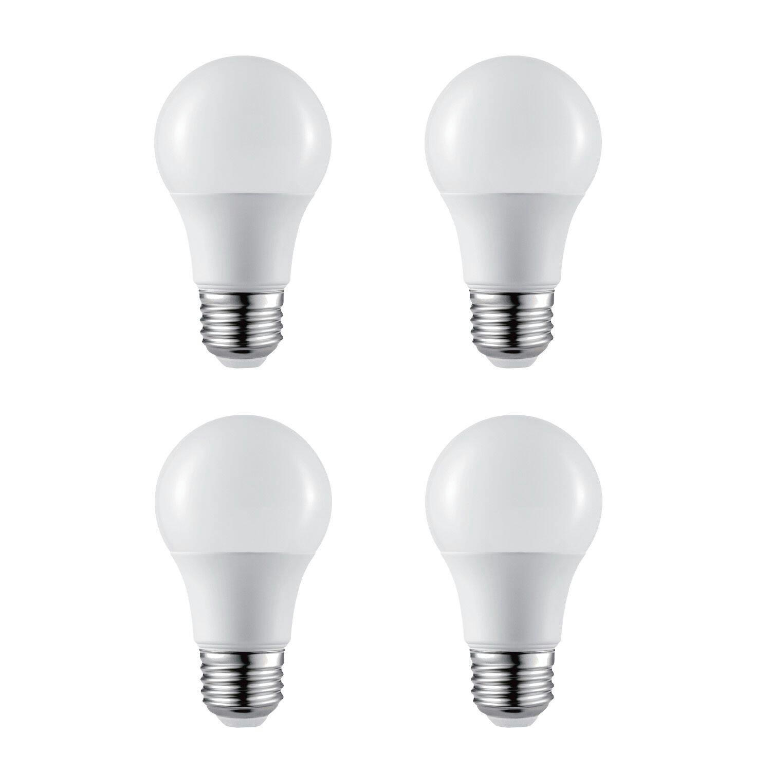 NOMA A19 E26 Base Non-Dimmable LED Light Bulbs, 480 Lumens, Soft White, 40W, 4-pk