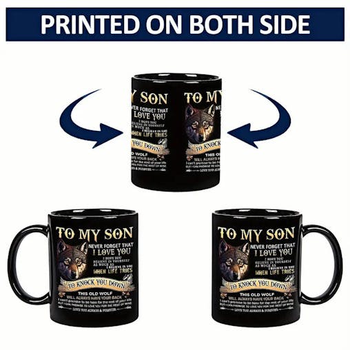 NNETM To My Son Black Wolf Coffee Mug - 11oz Ceramic Cup